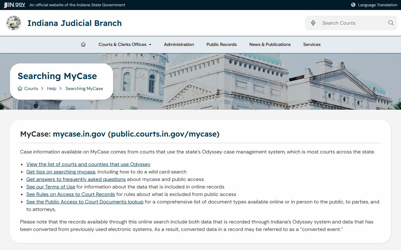 Clark County court records after arrest MyCase help page
